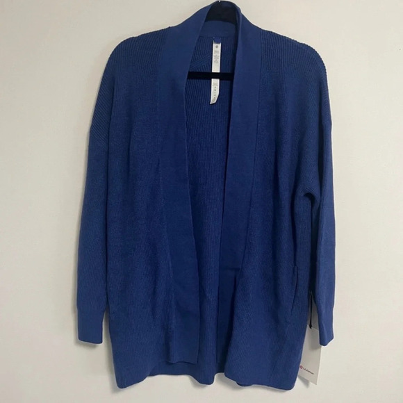 🆕💙 Lululemon Merino Wool Blend Rib Long Wrap Sweater - Heathered Psychic - Picture 1 of 5